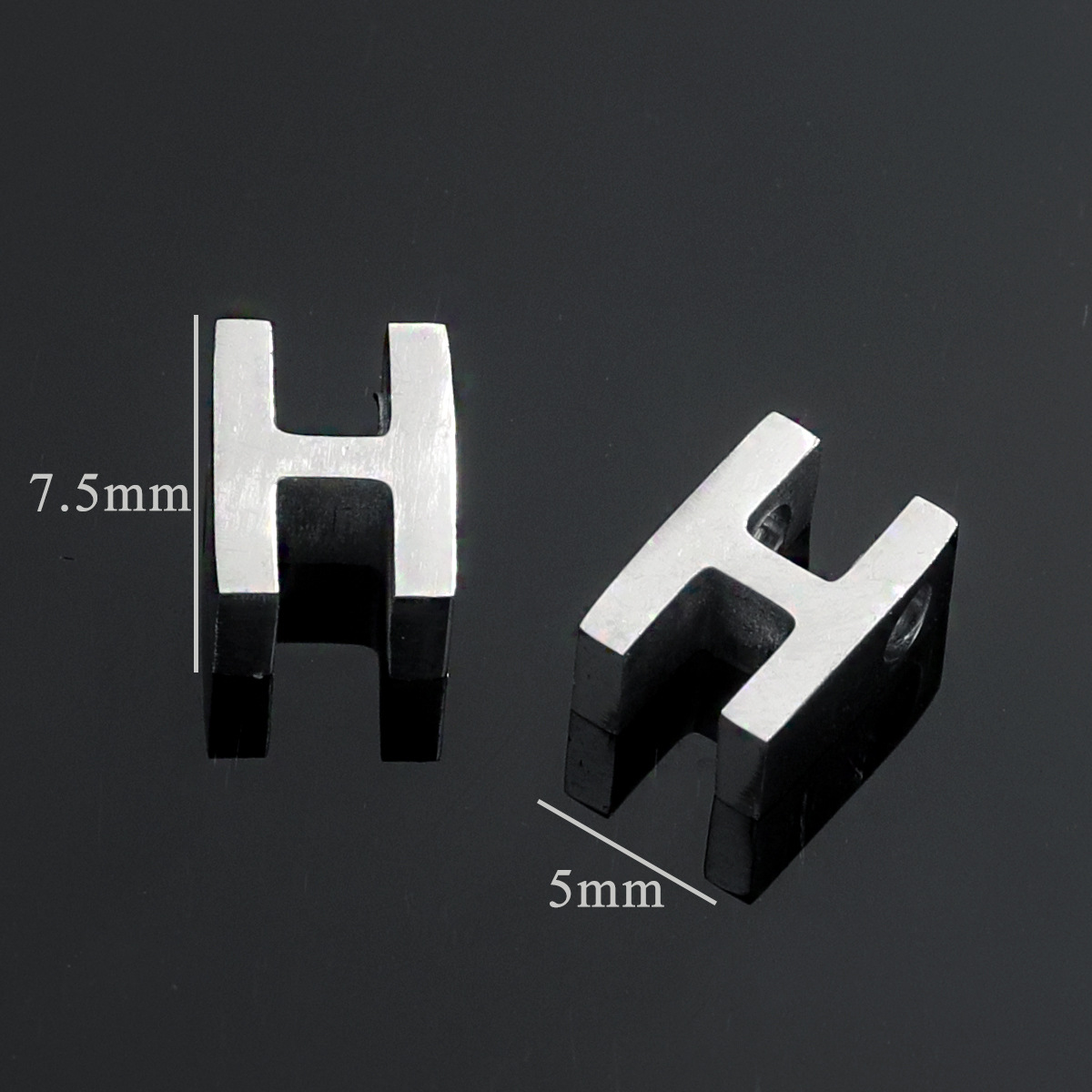 Silver color / 1 Piece Simple Casual Style Letter H Shape Stainless Steel Unisex Pendant Picture8